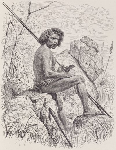 North Australian with spears, axe and clubs, from The History of Mankind, Vol.1, by Friedrich Ratzel, 1896 by English School